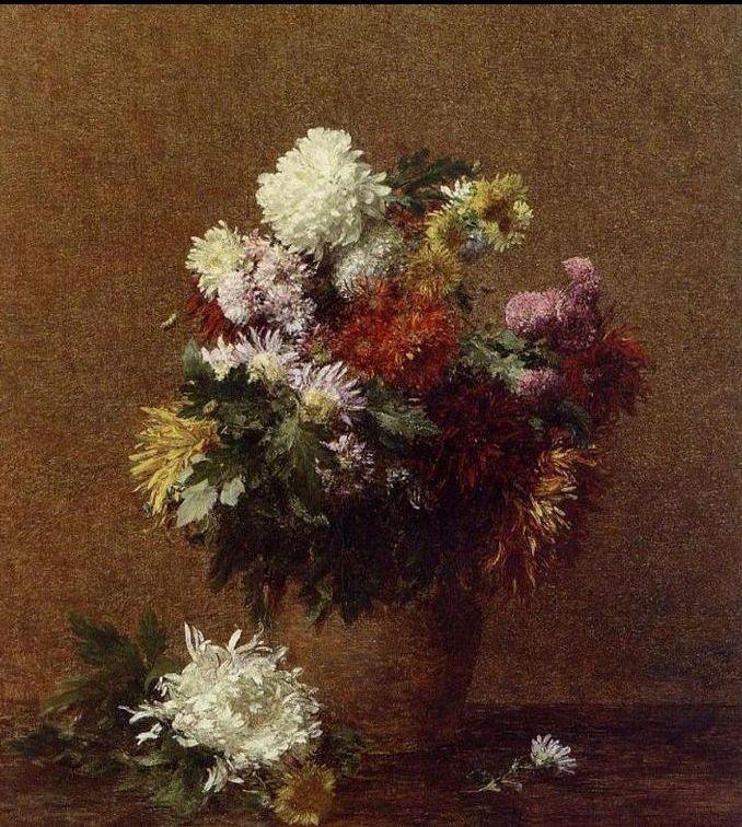 Henri Fantin-Latour Large Bouquet of Chrysanthemums